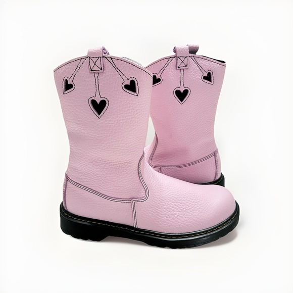 Dr Doc Martens Bex Heart P-O Boots Cowgirl Women's Size 7 Soft Pink Leather NEW - Picture 1 of 11